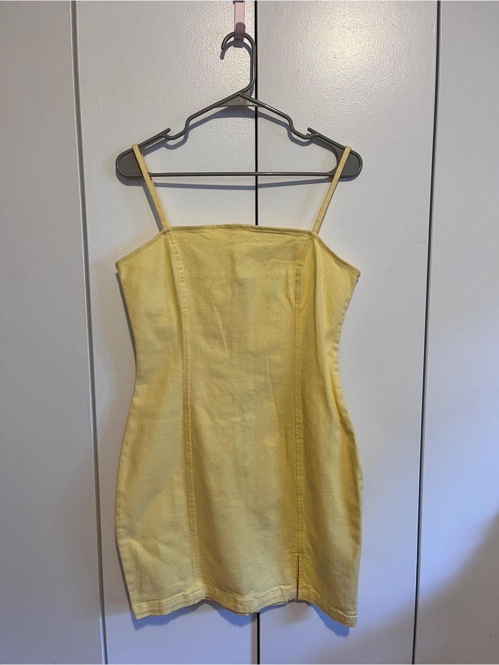 H&M Divided Yellow Stretch Denim Bodycon Mini Dress Size M